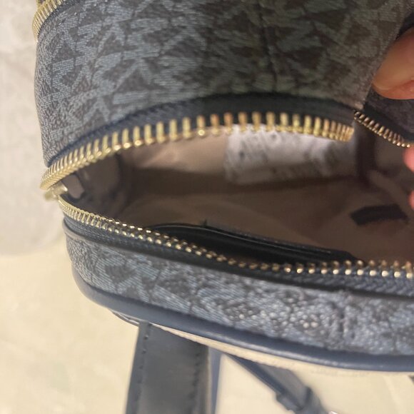 Michael Kors Rhea Mini Color-Block Logo Chambry/Navy Backpack - Picture 12 of 15